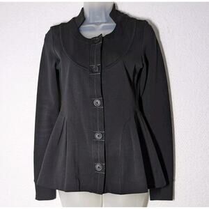 Blake Standard Boutique Peplum Jacket Women Sz Small Black Fitted Made In Peru